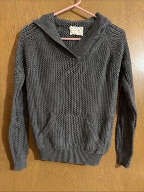 Gray Women's Knit Hoodie Sweater
